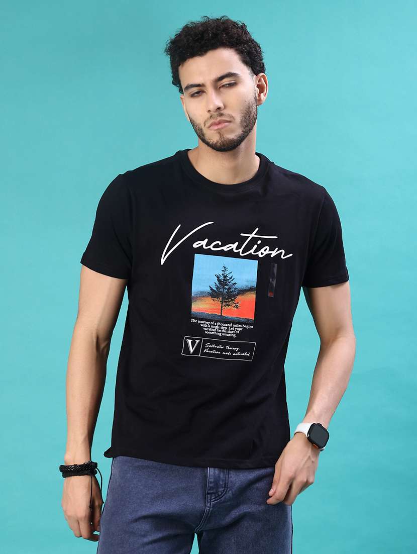 men front print short sleeve regular fit t-shirt - 21999506 -  Standard Image - 1