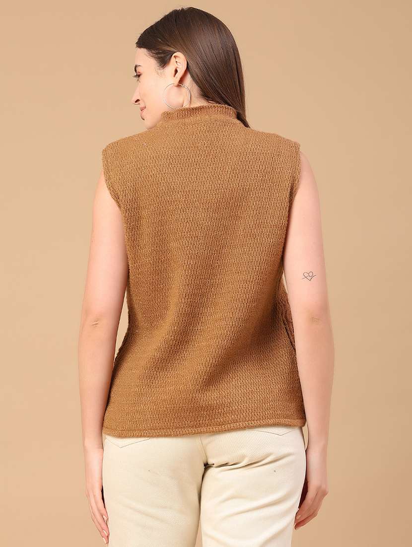 women self design sleeveless cardigan - 21999524 -  Standard Image - 4