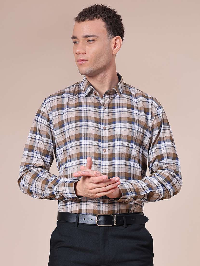 men checkered long sleeve regular fit formal shirt - 21999578 -  Standard Image - 1