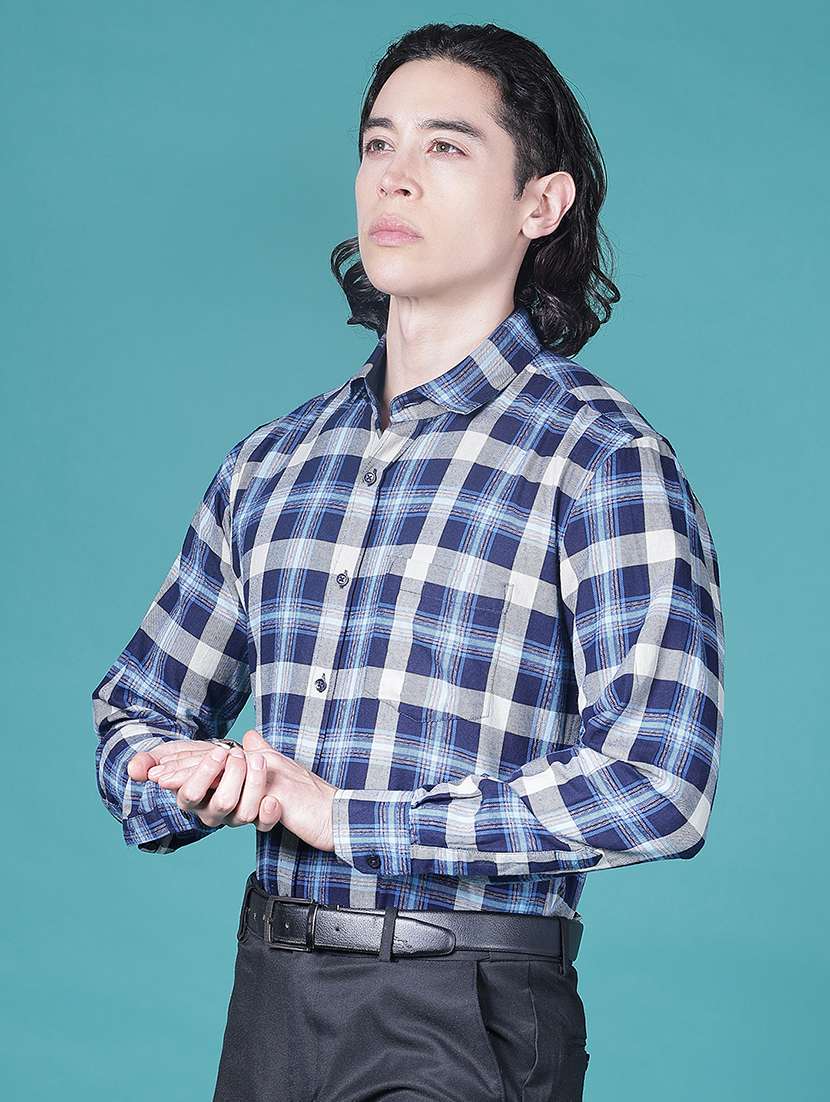 men checkered long sleeve slim fit formal shirt - 21999579 -  Standard Image - 1