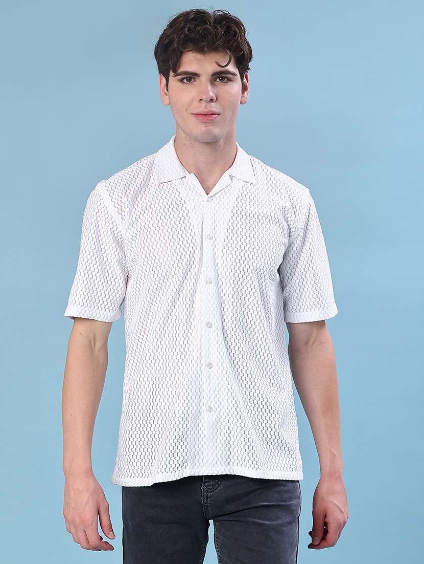 men self designed collared short sleeve shirt - 21999581 -  Standard Image - 1