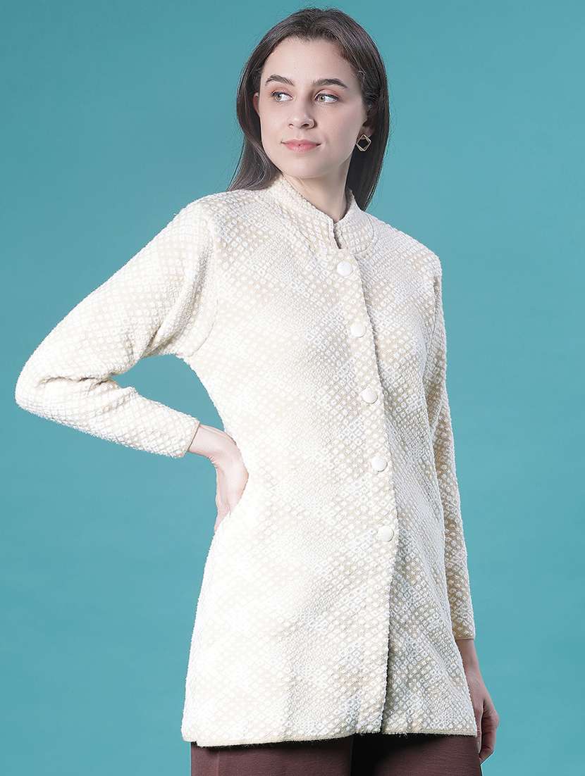 women self design long sleeve cardigan - 21999592 - Standard Image - 1