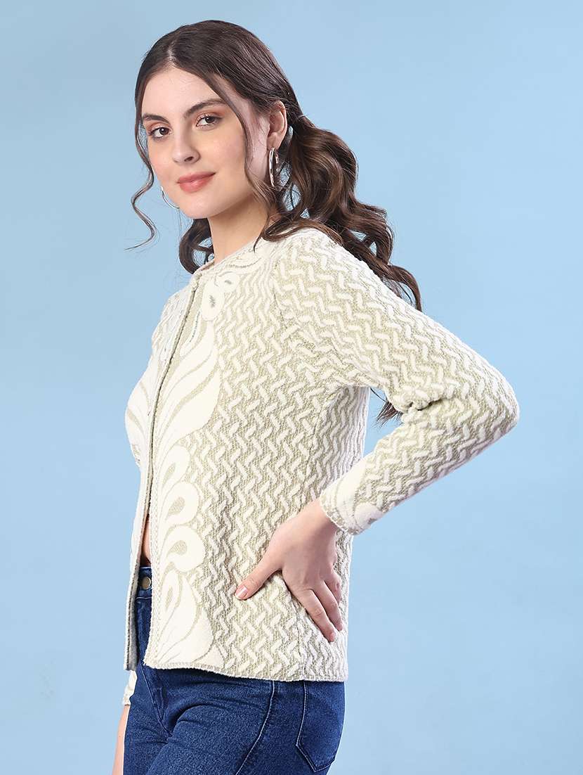 women self design long sleeve cardigan - 21999593 -  Standard Image - 1