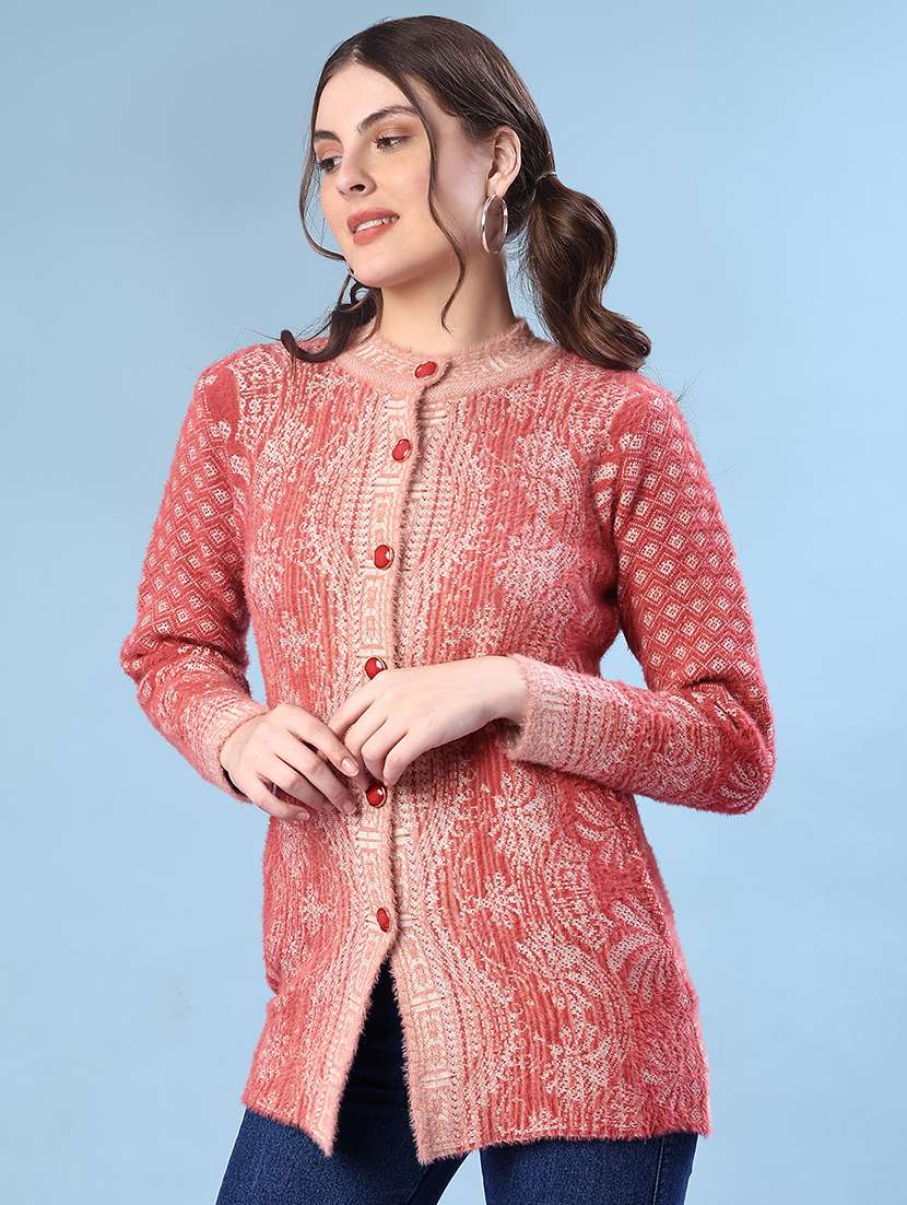 women self design long sleeve cardigan - 21999595 -  Standard Image - 1