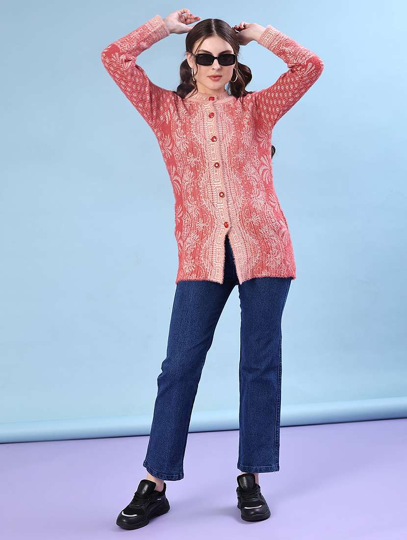 women self design long sleeve cardigan - 21999595 -  Standard Image - 4