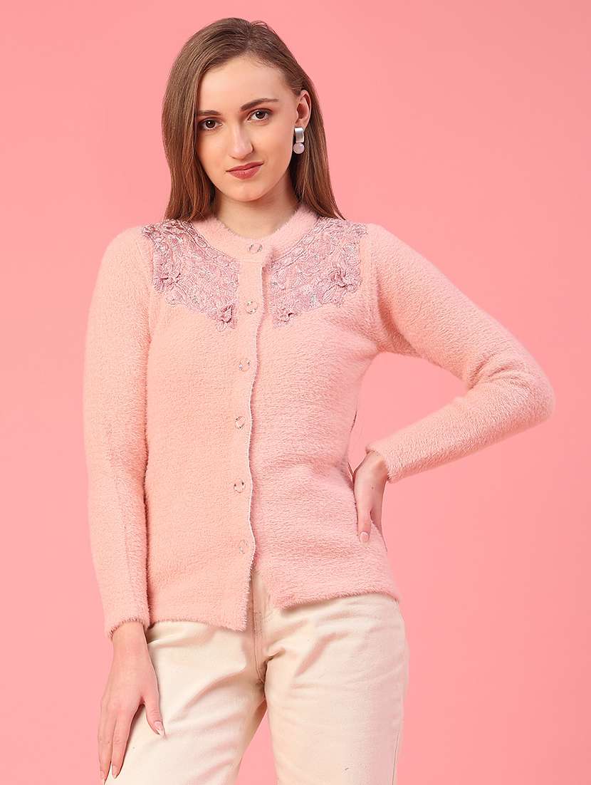 women solid with work long sleeve cardigan - 21999596 -  Standard Image - 1