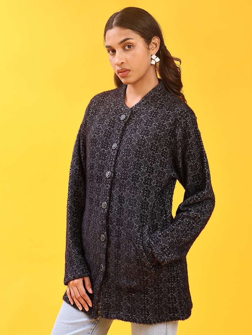 women self design long sleeve cardigan - 21999597 -  Standard Image - 1