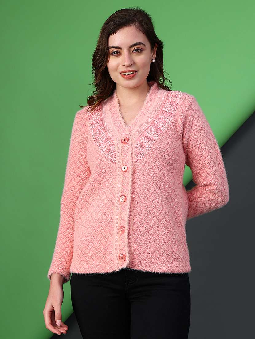 Women Self Designed Long Sleeve Cardigan - 21999598 -  Standard Image - 1