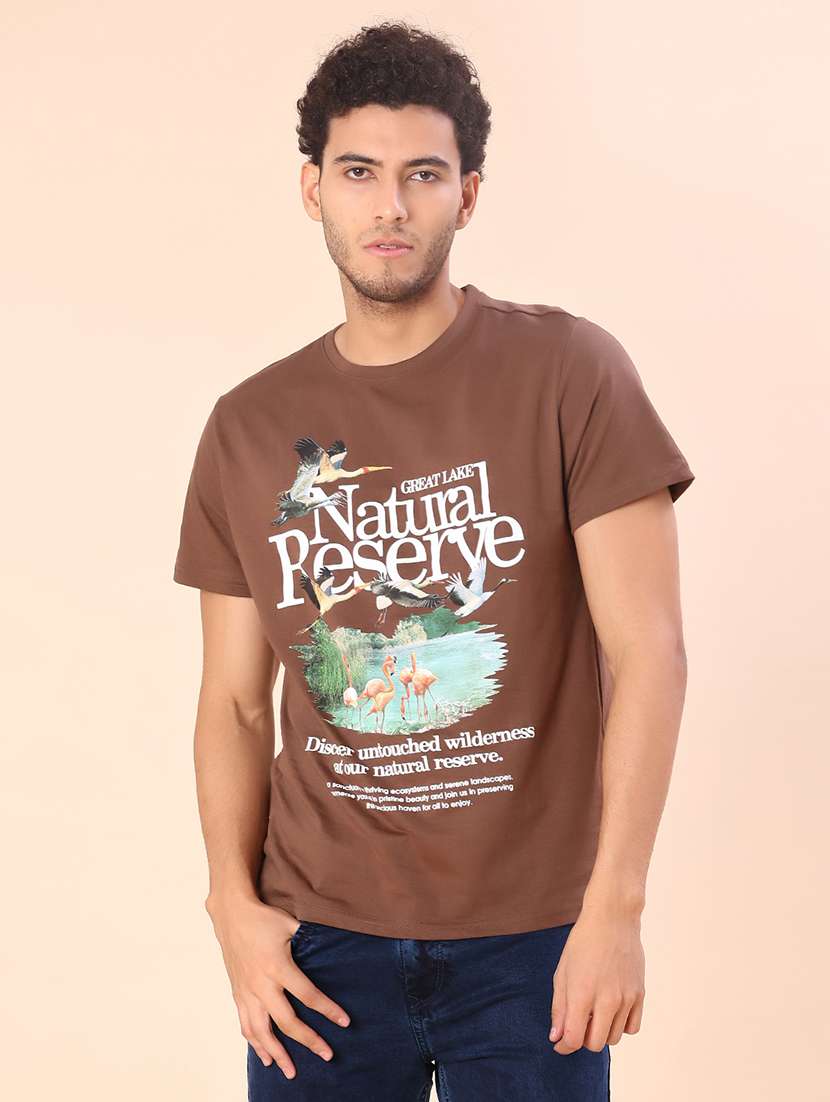 men front print short sleeve regular fit t-shirt - 21999626 -  Standard Image - 1