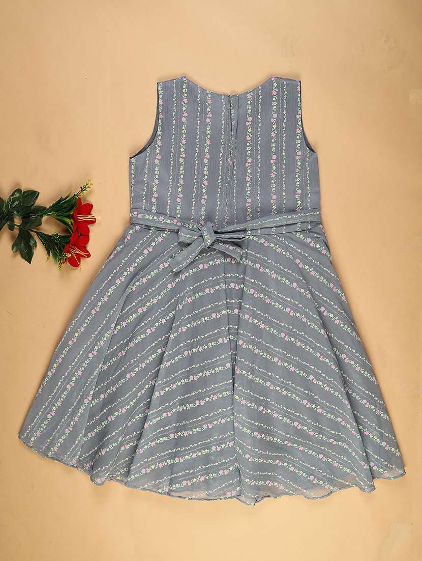 girls printed sleeveless fit & flare dress - 21999678 -  Standard Image - 1