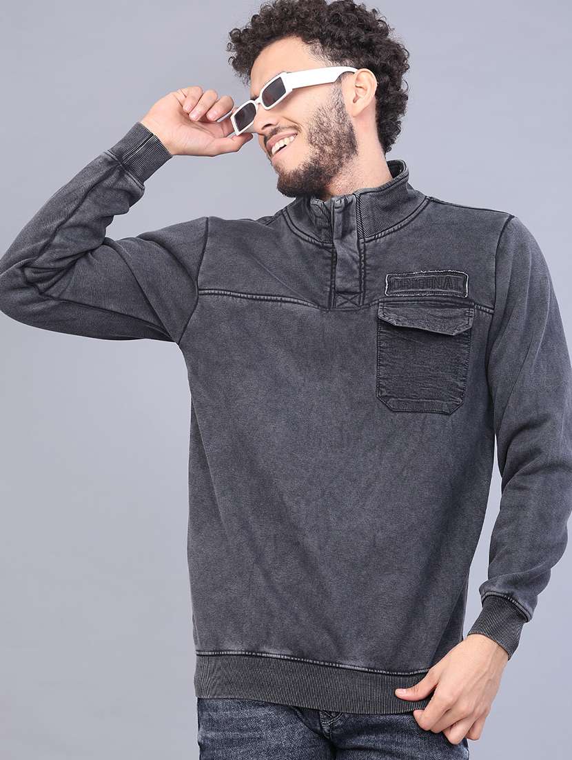 men solid long sleeve sweatshirt