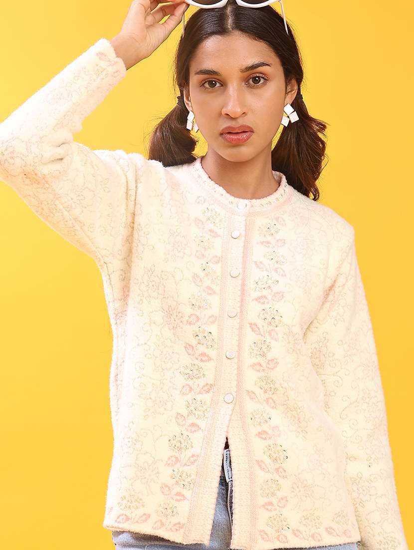 women self design long sleeve cardigan