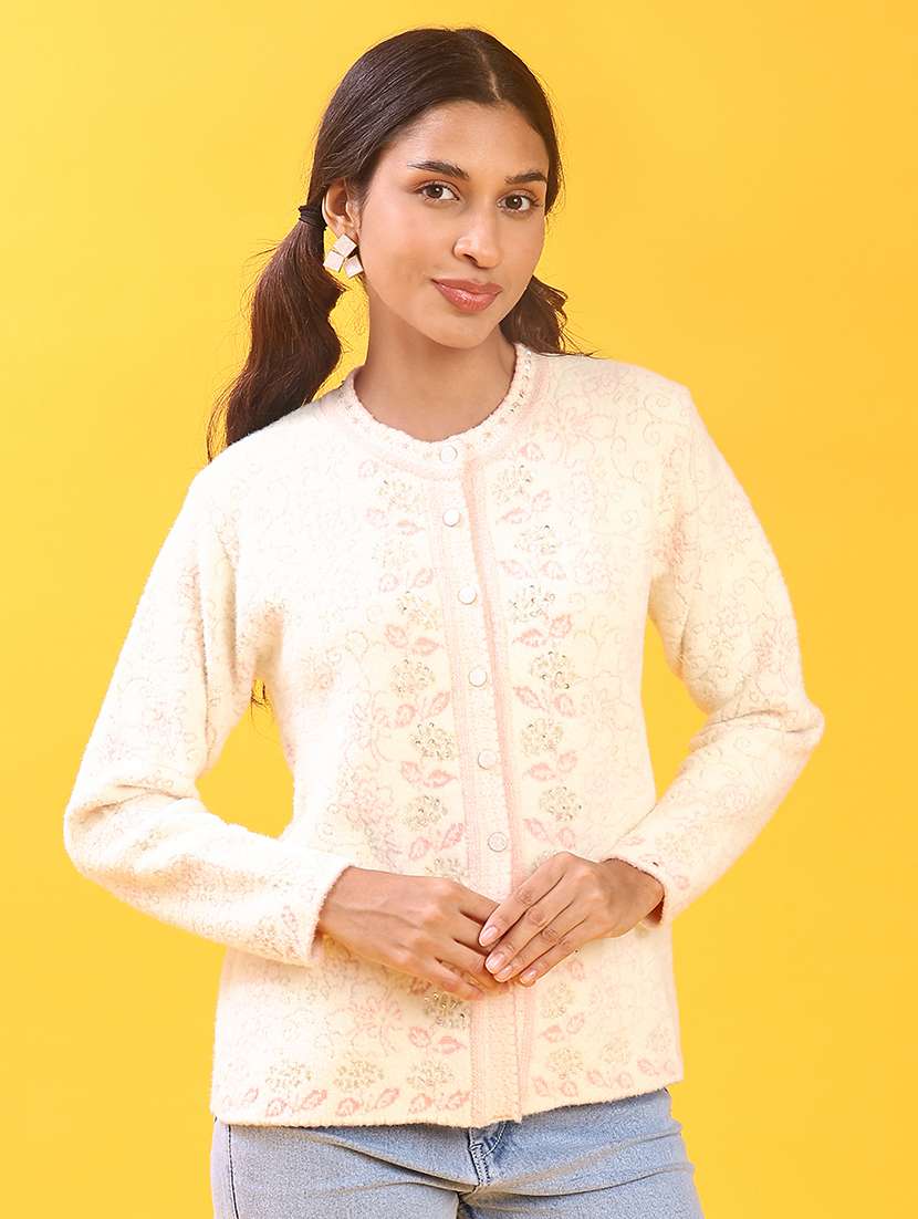 women self design long sleeve cardigan - 21999858 -  Standard Image - 1