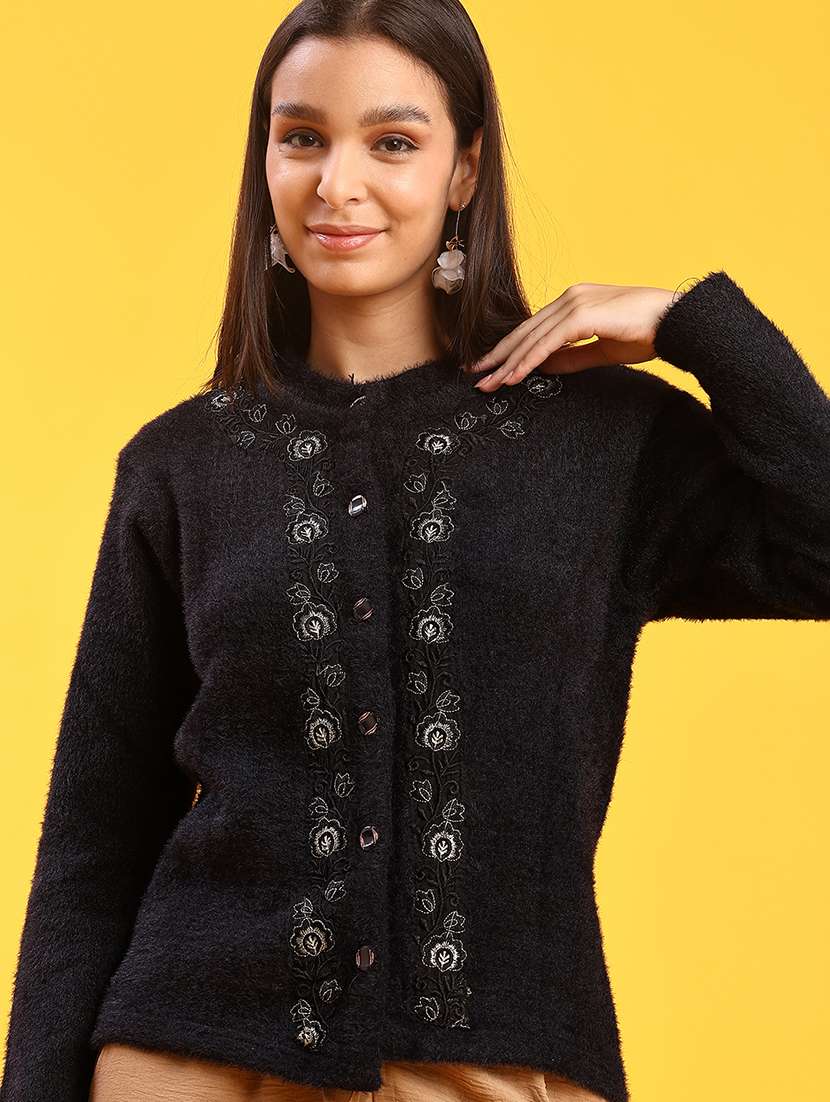 women self design long sleeve cardigan