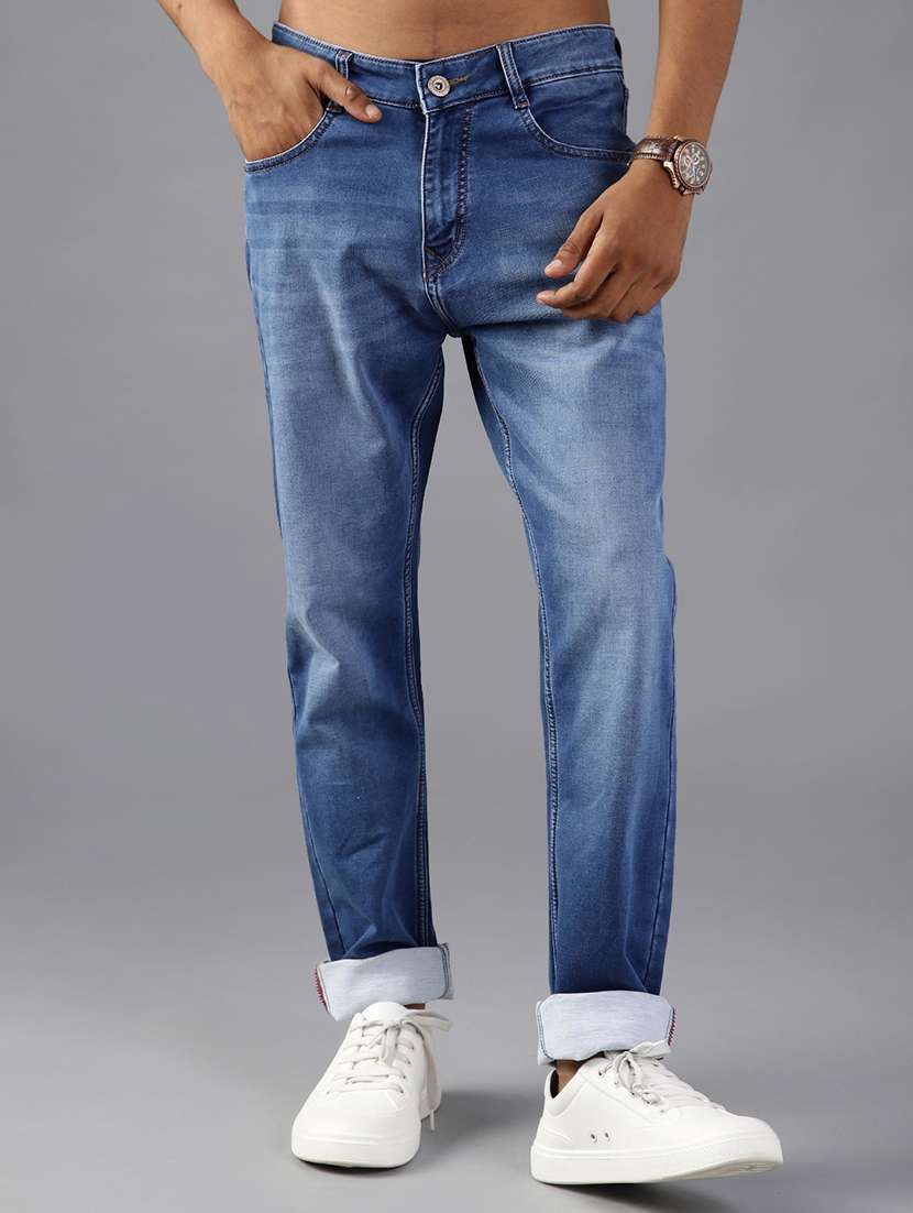 men solid mid rise tapered fit jeans - 21999938 -  Standard Image - 1