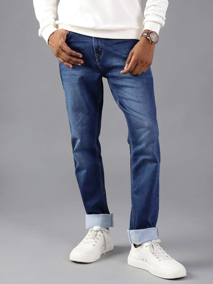 men solid mid rise slim fit jeans - 21999941 -  Standard Image - 1