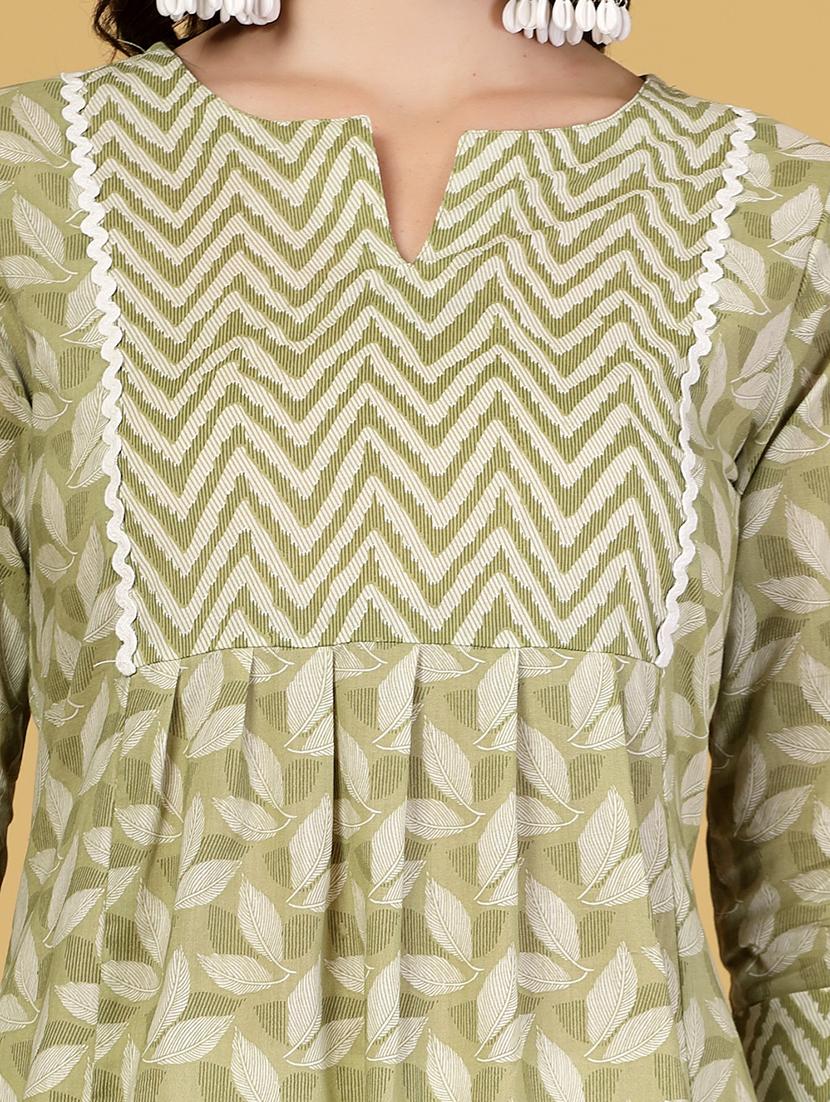 women printed three quarter sleeve a-line kurta - 21999954 - Standard Image - 4