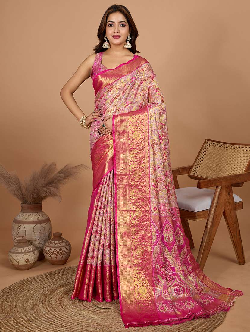 women self design kanjivaram saree with blouse