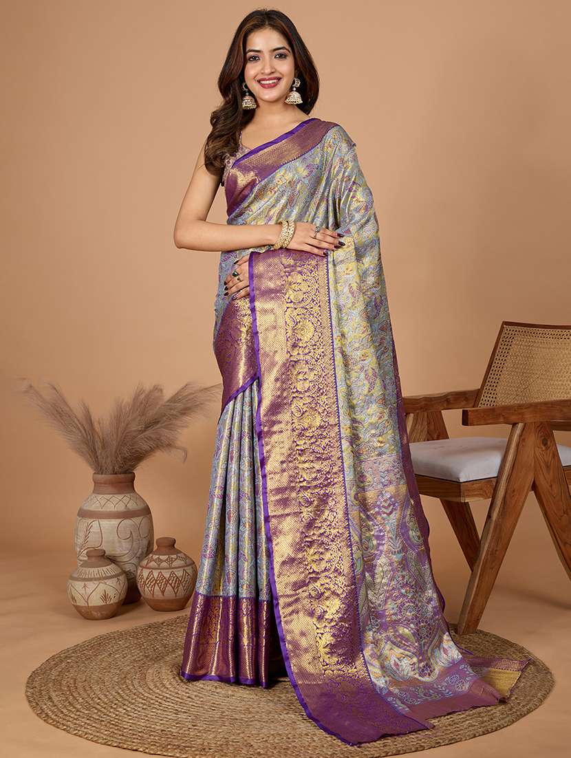 women self design kanjivaram saree with blouse