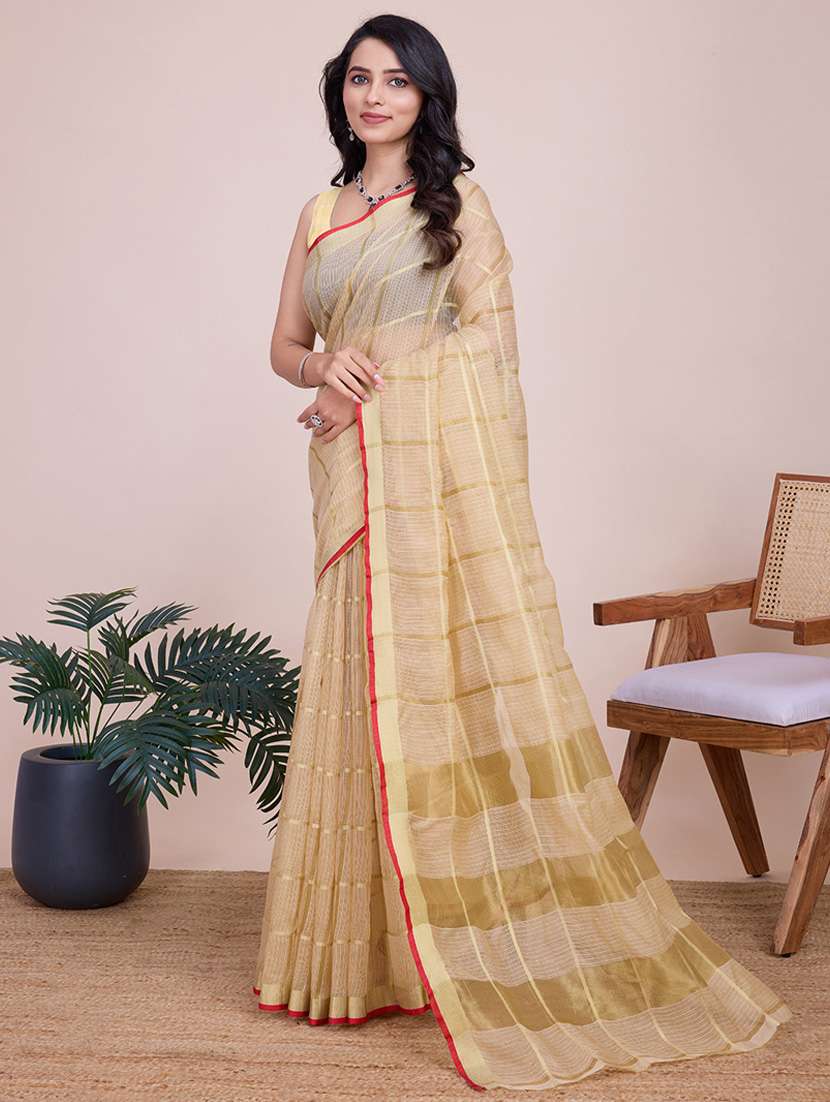 women checkered kota doria saree with blouse - 22000012 -  Standard Image - 1