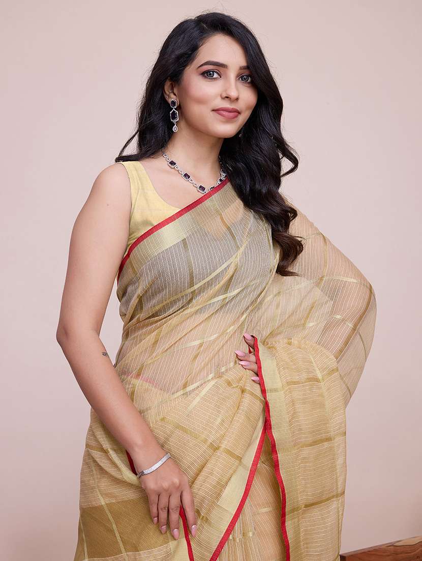 women checkered kota doria saree with blouse - 22000012 -  Standard Image - 4