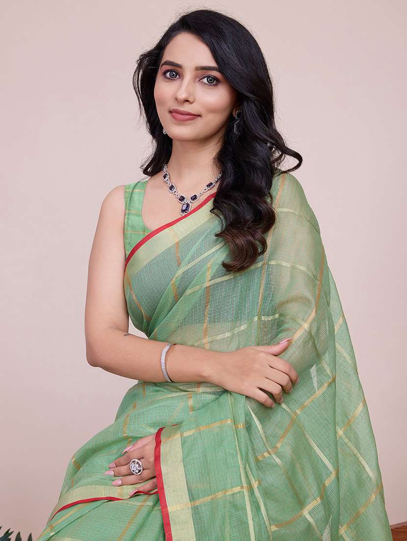 women checkered kota doria saree with blouse - 22000016 - Standard Image - 4