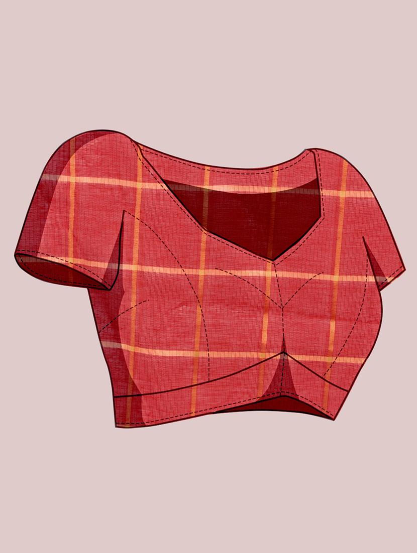 women checkered kota doria saree with blouse - 22000017 - Standard Image - 4