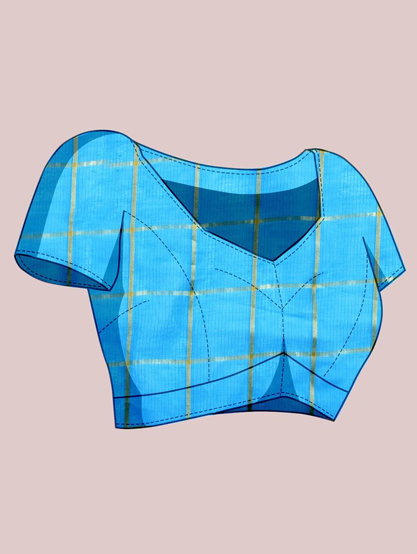 women checkered kota doria saree with blouse - 22000018 - Standard Image - 4