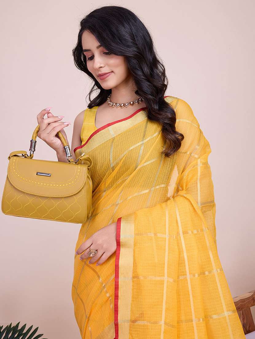 women checkered kota doria saree with blouse - 22000019 - Standard Image - 1