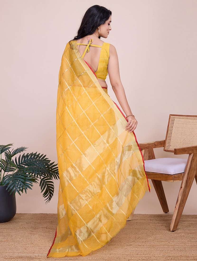women checkered kota doria saree with blouse - 22000019 - Standard Image - 4