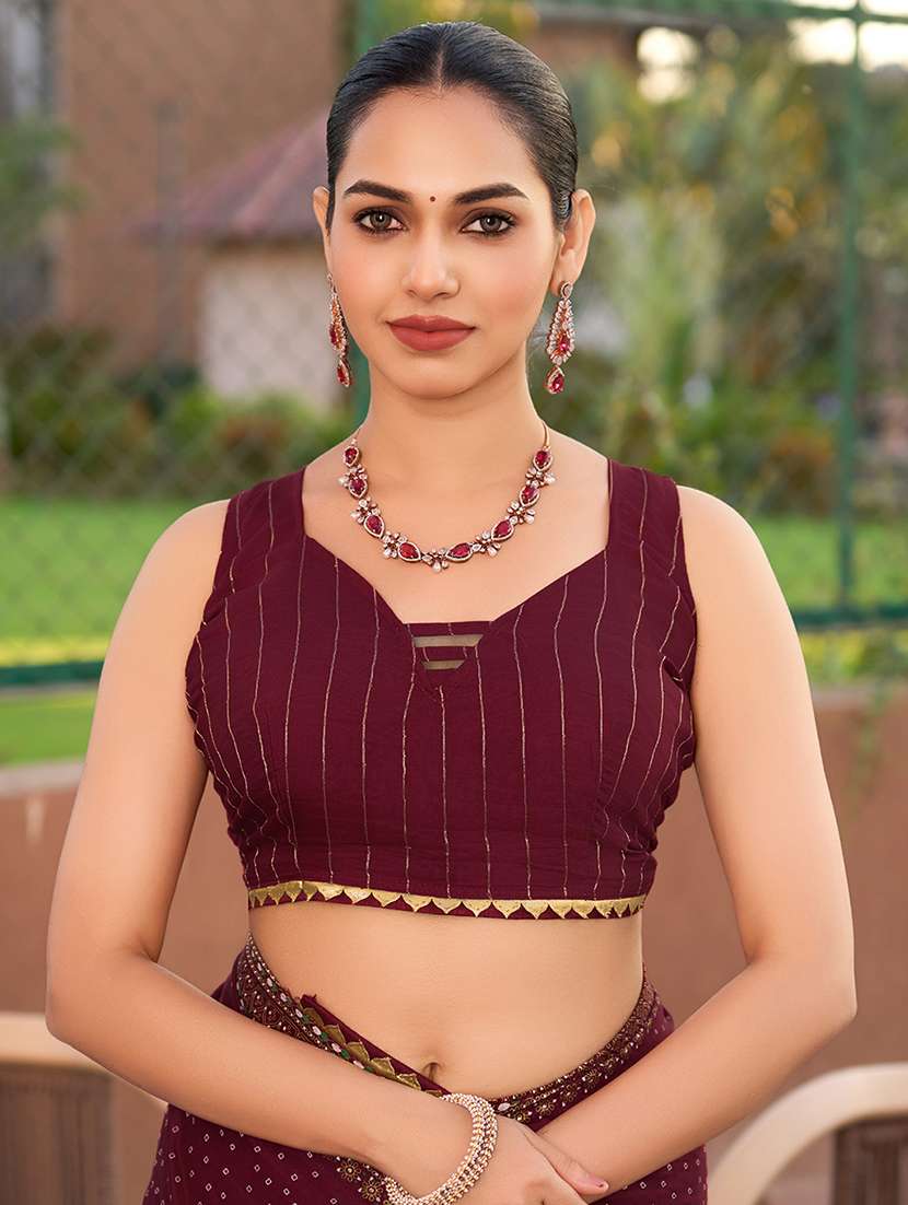 women printed bordered saree with blouse - 22000021 - Standard Image - 4