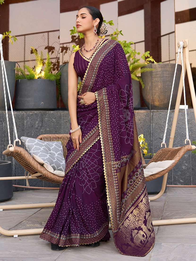 women printed bordered saree with blouse - 22000022 -  Standard Image - 1