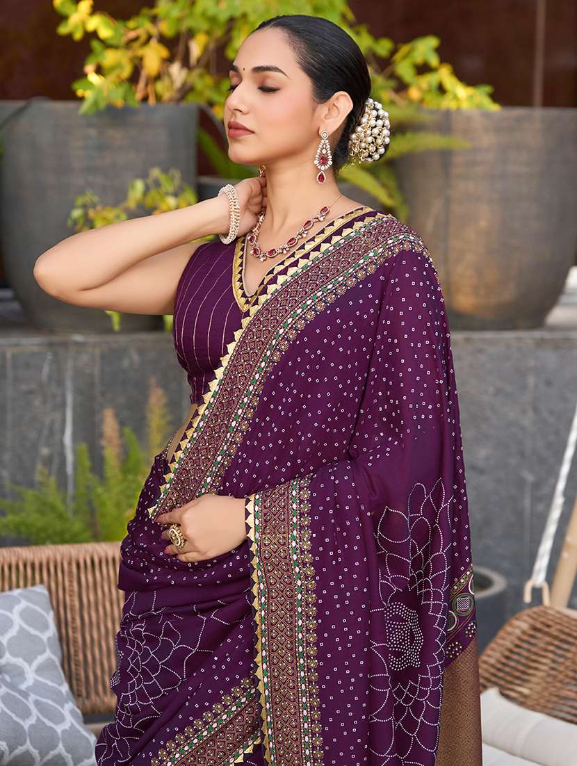 women printed bordered saree with blouse - 22000022 -  Standard Image - 4