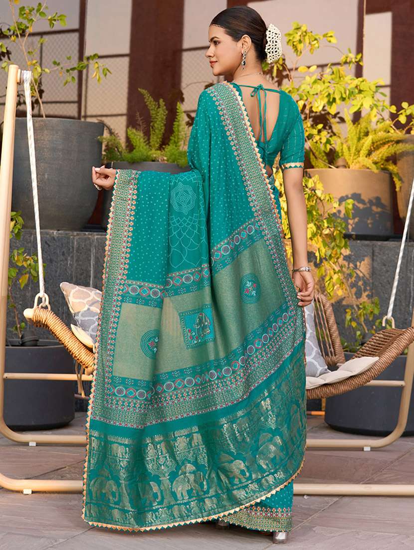 women printed bordered saree with blouse - 22000023 -  Standard Image - 4