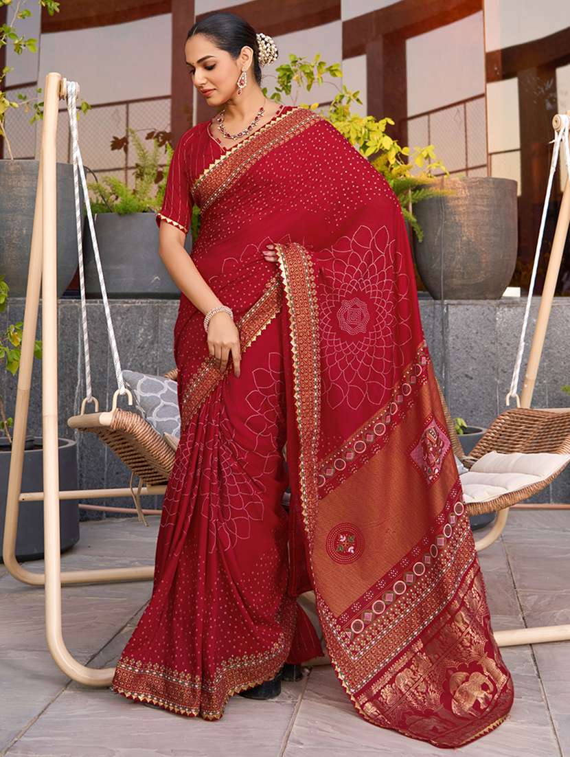 women printed bordered saree with blouse - 22000024 -  Standard Image - 1