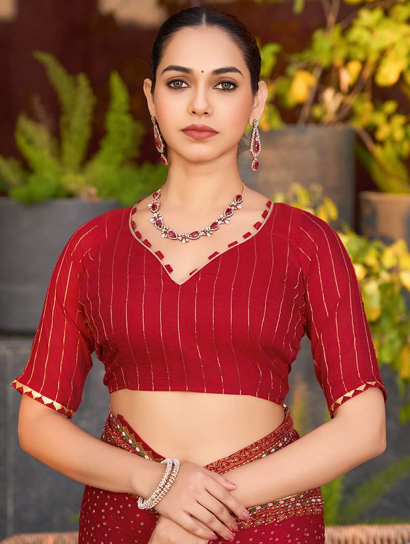 women printed bordered saree with blouse - 22000024 - Standard Image - 4