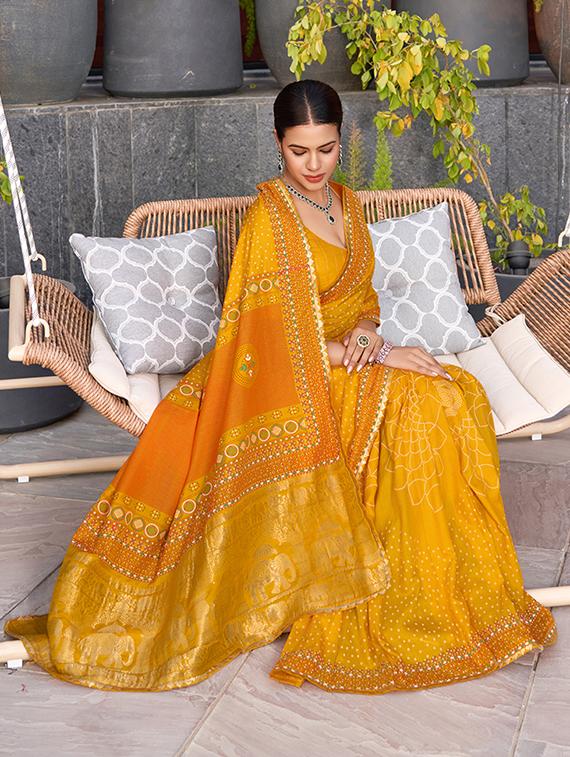 women printed bordered saree with blouse - 22000025 - Standard Image - 4