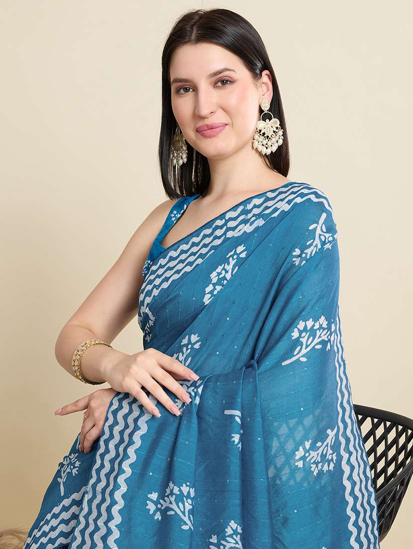 women printed casual wear saree with blouse - 22000038 -  Standard Image - 4