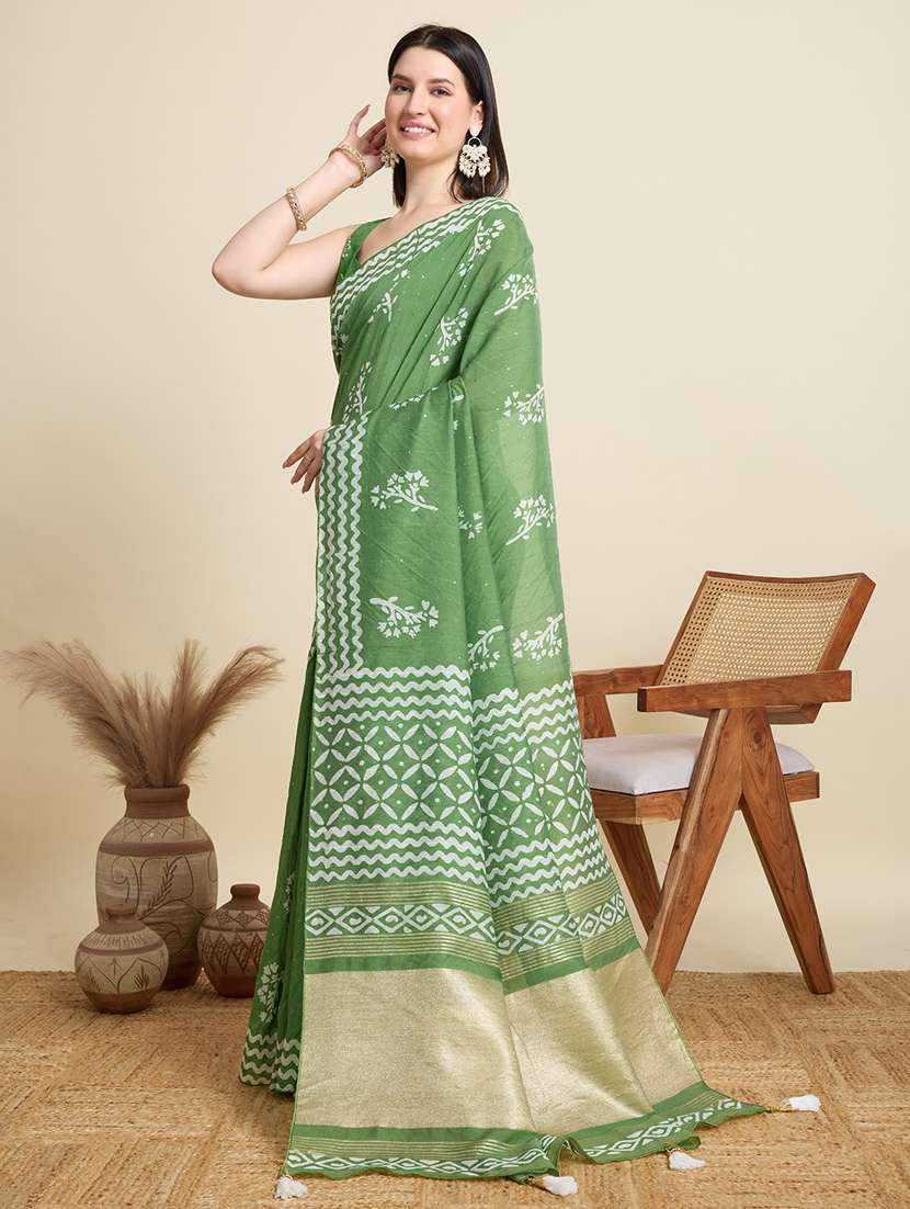 women printed casual wear saree with blouse - 22000039 -  Standard Image - 1