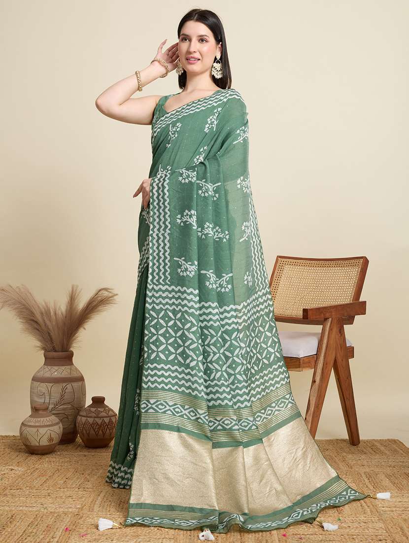 women printed casual wear saree with blouse - 22000040 -  Standard Image - 1