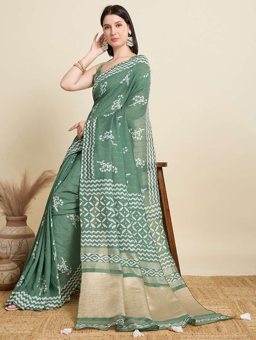 women printed casual wear saree with blouse - 22000040 -  Standard Image - 4