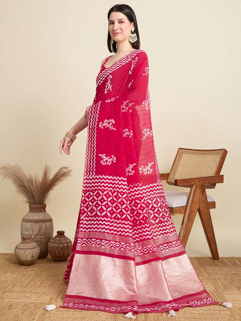 women printed casual wear saree with blouse - 22000041 -  Standard Image - 1