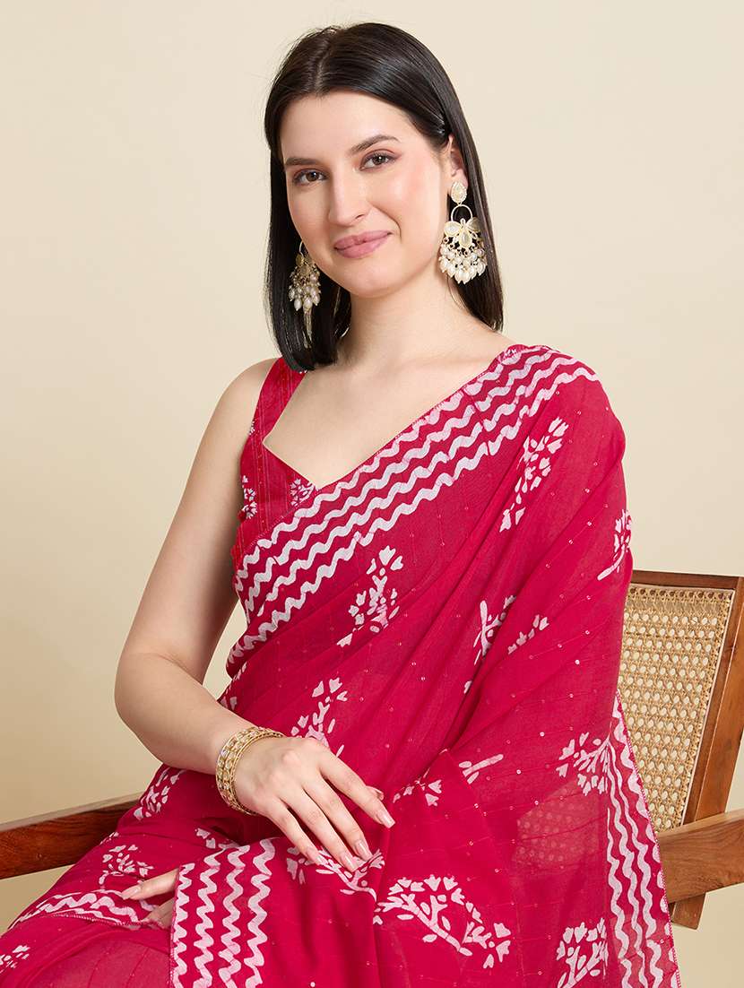 women printed casual wear saree with blouse - 22000041 - Standard Image - 4