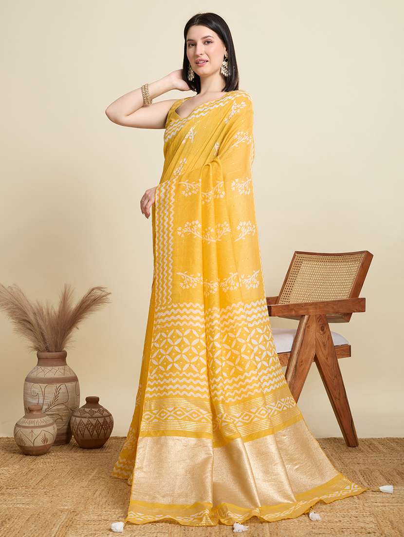 women printed casual wear saree with blouse - 22000042 - Standard Image - 1