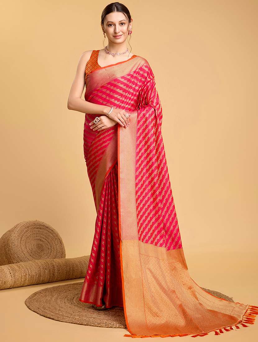 women self design banarasi saree with blouse