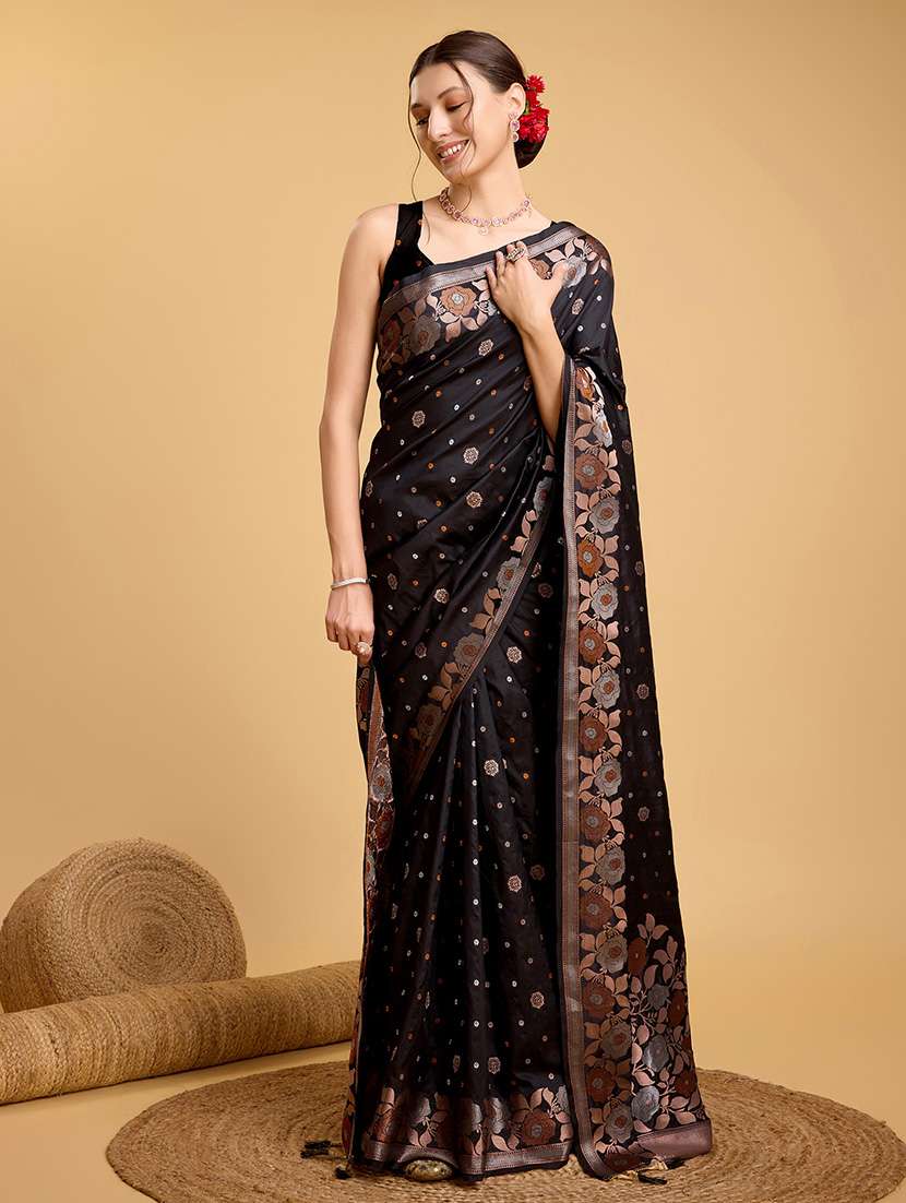 women floral banarasi saree with blouse - 22000076 -  Standard Image - 1