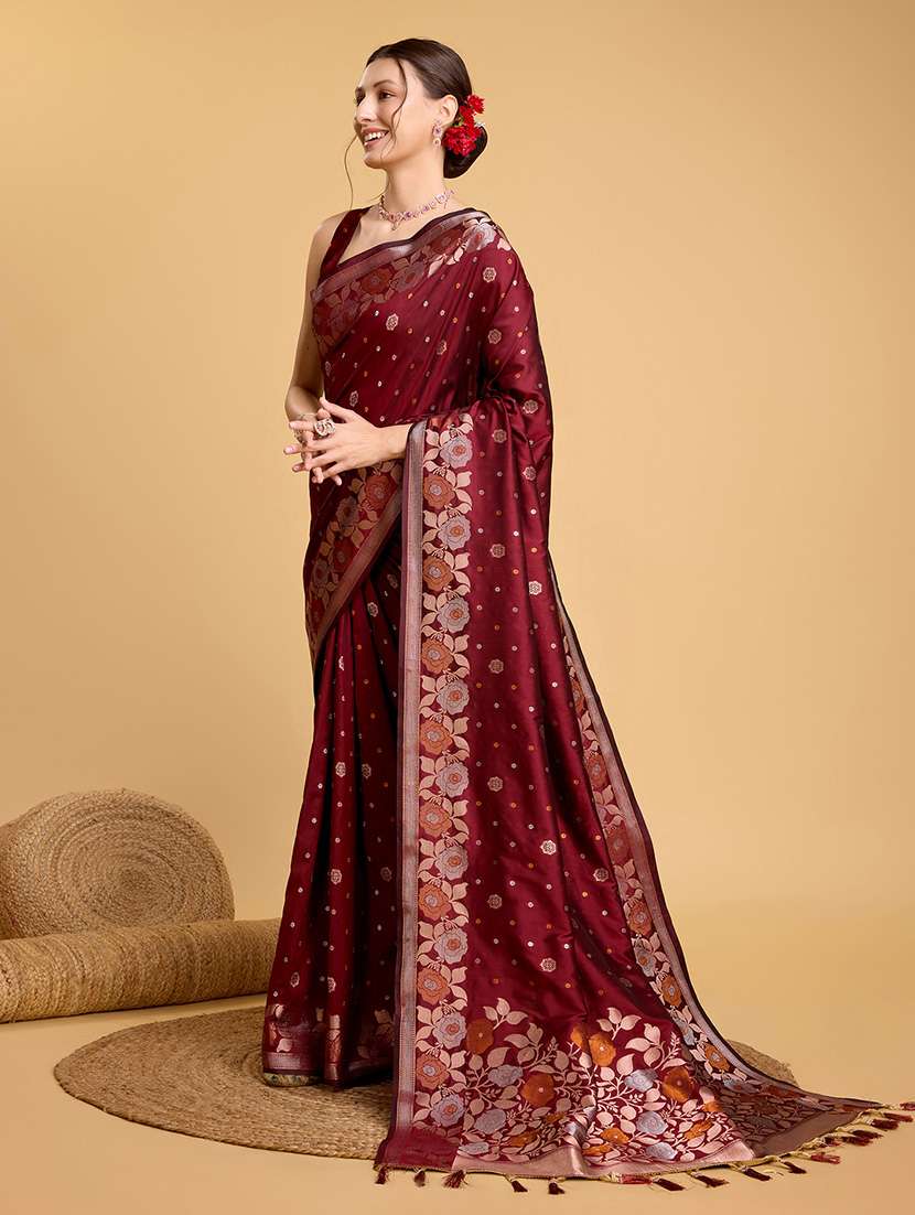 women floral banarasi saree with blouse - 22000078 -  Standard Image - 1