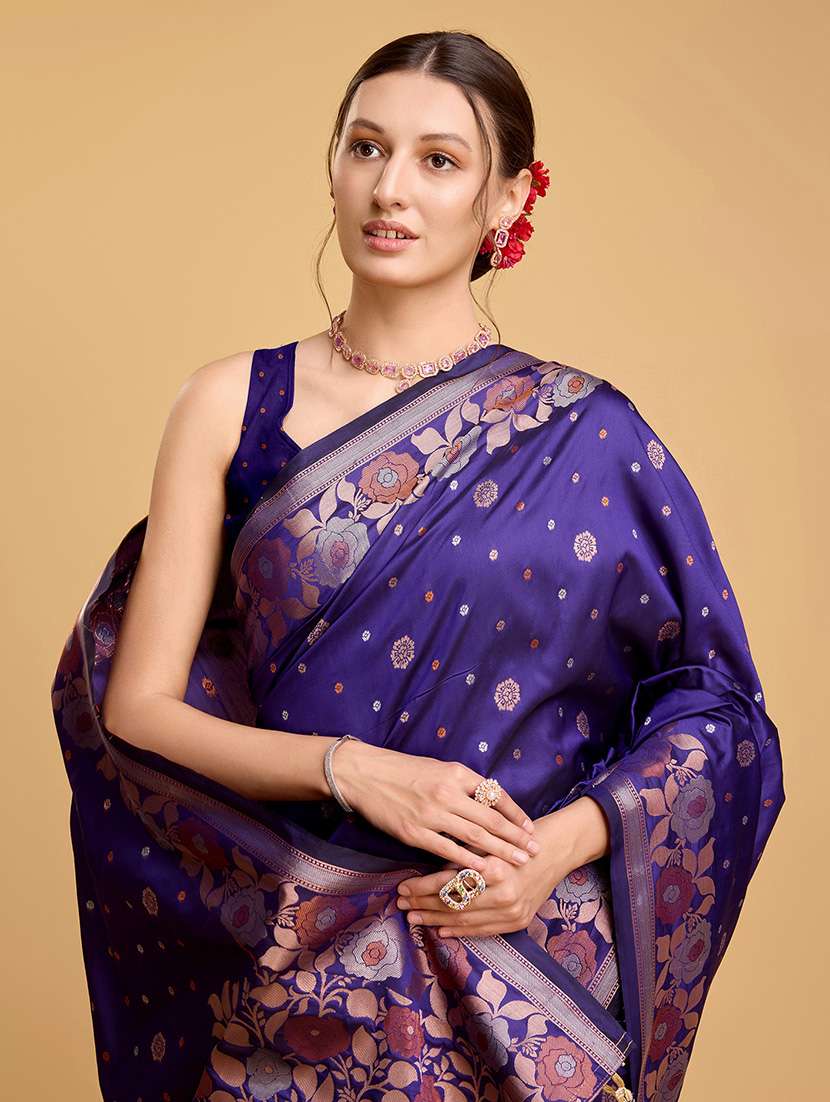 women floral banarasi saree with blouse - 22000079 -  Standard Image - 4