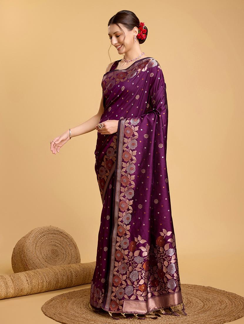women floral banarasi saree with blouse - 22000081 -  Standard Image - 1