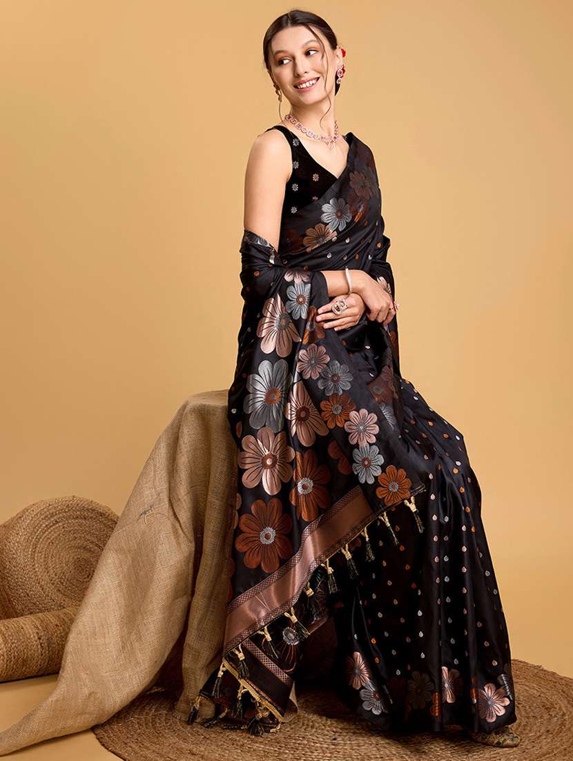 women floral banarasi saree with blouse - 22000082 - Standard Image - 1